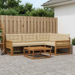 Ensemble de canapés d'extérieur 5 pcs Naturel et Beige 635988635988