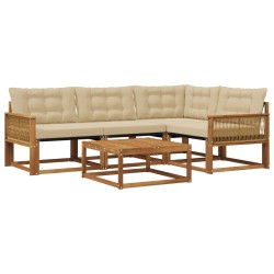 Ensemble de canapés d'extérieur 5 pcs Naturel et Beige 635988635988