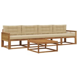 Ensemble de canapés d'extérieur 5 pcs Naturel et Beige 635990635990