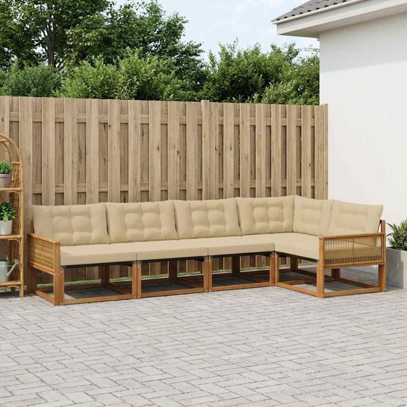 Ensemble de canapés d'extérieur 5 pcs Naturel et Beige 635998635998