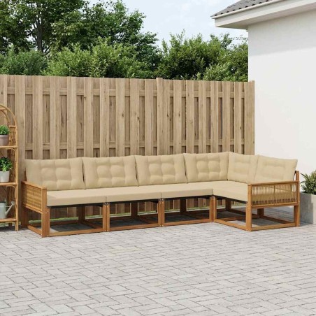 Ensemble de canapés d'extérieur 5 pcs Naturel et Beige 635998635998