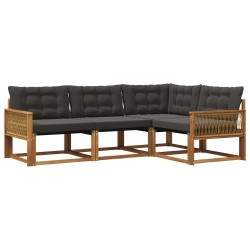 Ensemble de canapés d'extérieur 4 pcs Naturel et noir 636007636007