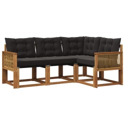 Ensemble de canapés d'extérieur 4 pcs Naturel et noir 636008636008