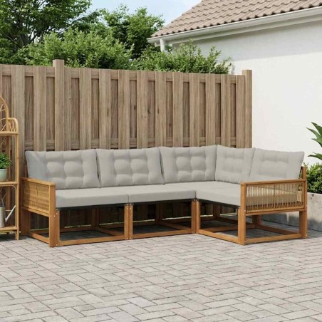 Ensemble de canapés d'extérieur 4 pcs Naturel et gris clair 636009636009