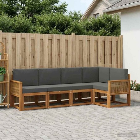 Ensemble de canapés d'extérieur 5 pcs Naturel et Anthracite 636010636010