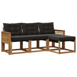 Ensemble de canapés d'extérieur 4 pcs Naturel et noir 636017636017