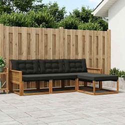 Ensemble de canapés d'extérieur 4 pcs Naturel et noir 636018636018