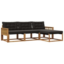Ensemble de canapés d'extérieur 4 pcs Naturel et noir 636018636018