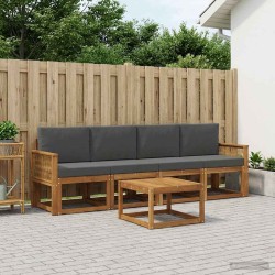 Ensemble de canapés d'extérieur 5 pcs Naturel et Anthracite 636026636026