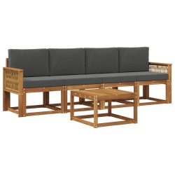 Ensemble de canapés d'extérieur 5 pcs Naturel et Anthracite 636026636026