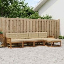Ensemble de canapés d'extérieur 5 pcs Naturel et Beige 636027636027