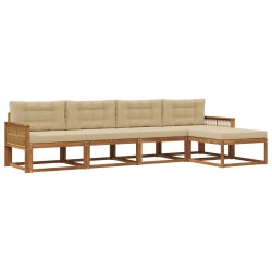 Ensemble de canapés d'extérieur 5 pcs Naturel et Beige 636027636027