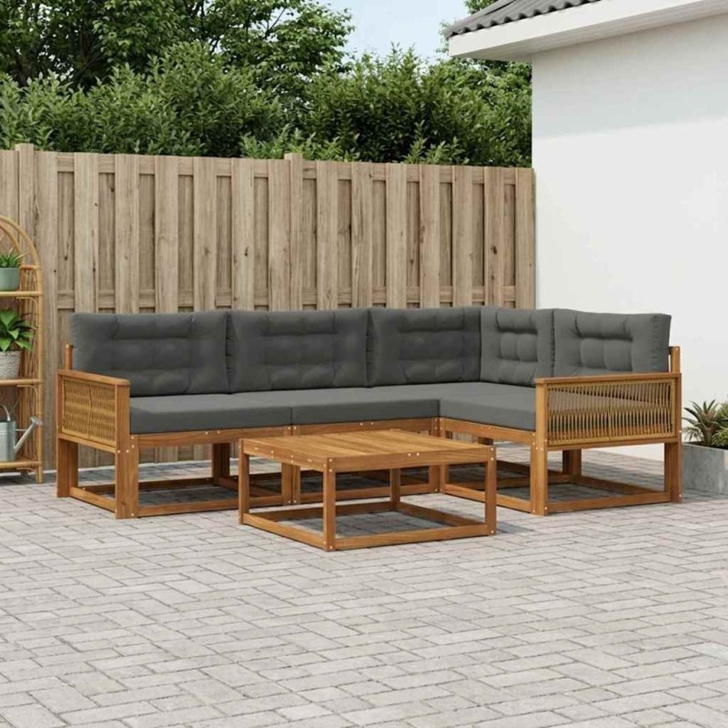 Ensemble de canapés d'extérieur 5 pcs Naturel et Anthracite 636031636031