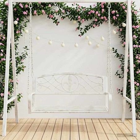 Banc Balançoire Acier 110,5 x 59 x 55 cm Blanc antique 636033636033