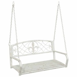 Banc Balançoire Acier 110,5 x 59 x 55 cm Blanc antique 636033636033
