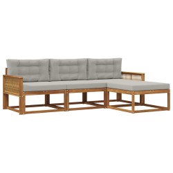 Ensemble de canapés d'extérieur 4 pcs Naturel et Gris clair 636044636044