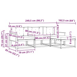 Ensemble de canapés d'extérieur 4 pcs Naturel et Gris clair 636044636044