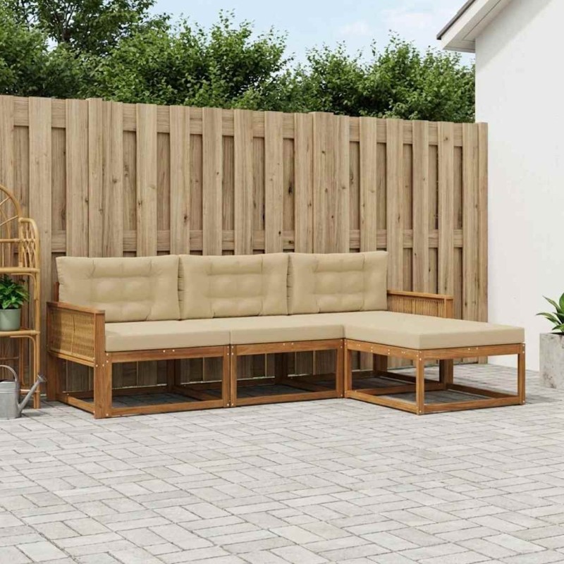 Ensemble de canapés d'extérieur 4 pcs Naturel et Beige 636045636045