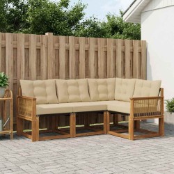 Ensemble de canapés d'extérieur 4 pcs Naturel et Beige 636050636050
