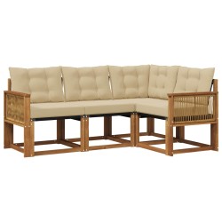 Ensemble de canapés d'extérieur 4 pcs Naturel et Beige 636050636050