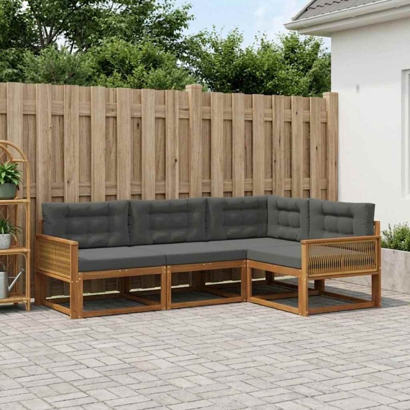 Ensemble de canapés d'extérieur 4 pcs Naturel et Anthracite 636054636054