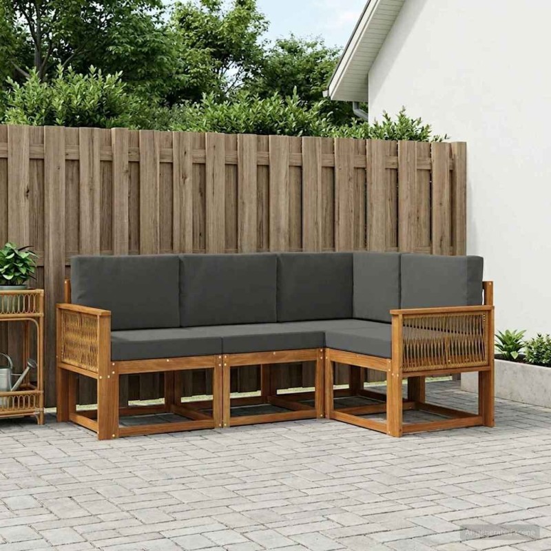 Ensemble de canapés d'extérieur 4 pcs Naturel et Anthracite 636056636056