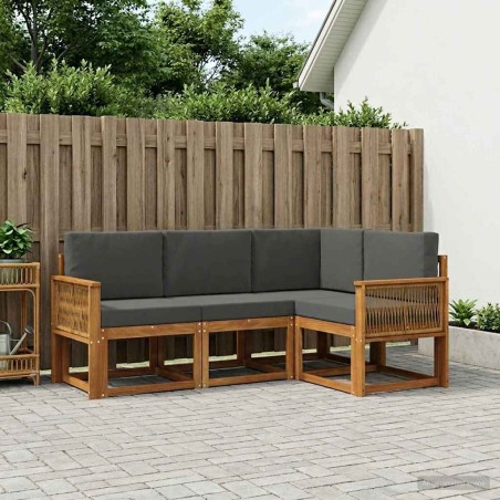 Ensemble de canapés d'extérieur 4 pcs Naturel et Anthracite 636056636056