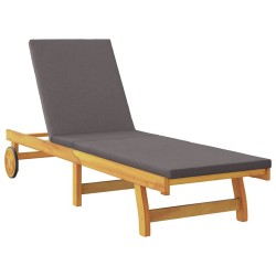 Transat avec coussin Gris foncé Bois d'Acacia Massif 636066636066