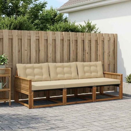 Ensemble de canapés d'extérieur 3 pcs Naturel et Beige 636067636067