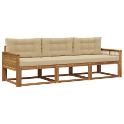 Ensemble de canapés d'extérieur 3 pcs Naturel et Beige 636069636069