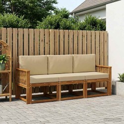 Ensemble de canapés d'extérieur 3 pcs Naturel et Beige 636070636070