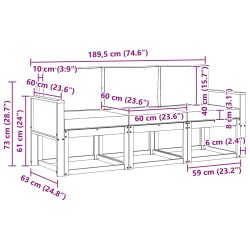Ensemble de canapés d'extérieur 3 pcs Naturel et Beige 636070636070