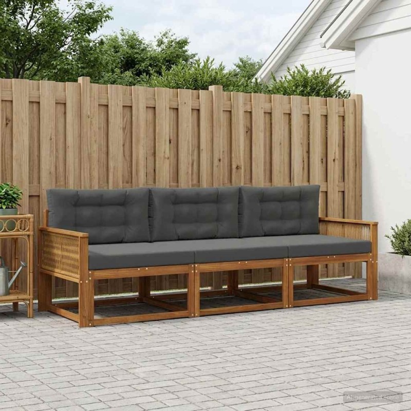 Ensemble de canapés d'extérieur 3 pcs Naturel et Anthracite 636073636073