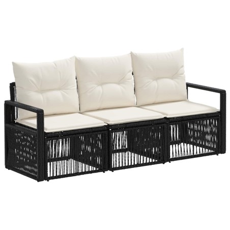 Ensemble de canapé de jardin 3 pcs Noir polyrotin 636079636079