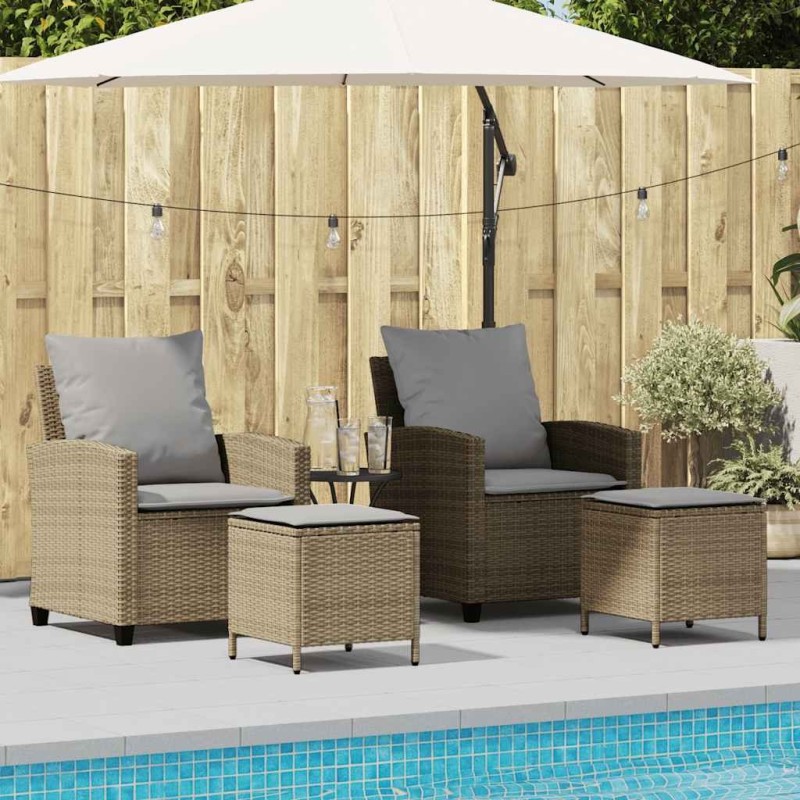 Ensemble de canapé de jardin 4 pcs avec coussins beige résine tressée 636081636081