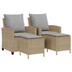 Ensemble de canapé de jardin 4 pcs avec coussins beige résine tressée 636081636081