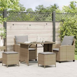 Ensemble de canapé de jardin 4 pcs avec coussins beige résine tressée 636081636081