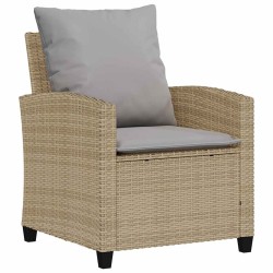Ensemble de canapé de jardin 4 pcs avec coussins beige résine tressée 636081636081