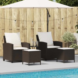Ensemble de canapé de jardin 4 pcs avec coussins marron résine tressée 636082636082