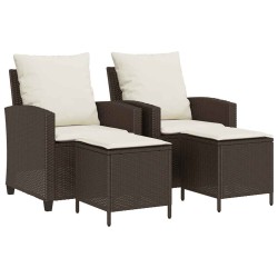 Ensemble de canapé de jardin 4 pcs avec coussins marron résine tressée 636082636082