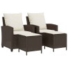 Ensemble de canapé de jardin 4 pcs avec coussins marron résine tressée 636082636082