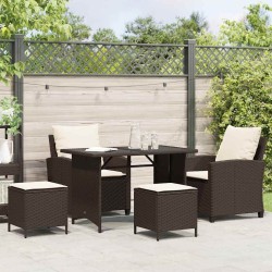 Ensemble de canapé de jardin 4 pcs avec coussins marron résine tressée 636082636082