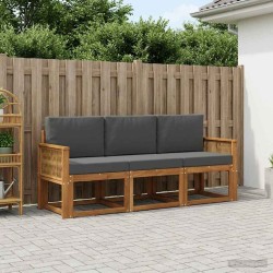 Ensemble de canapés d'extérieur 3 pcs Naturel et Anthracite 636085636085
