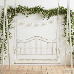 Banc Balançoire Acier 115 x 61 x 63 cm Blanc antique 636088636088
