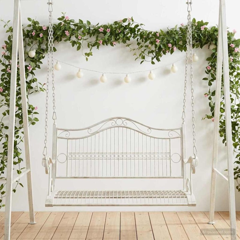 Banc Balançoire Acier 115 x 61 x 63 cm Blanc antique 636088636088