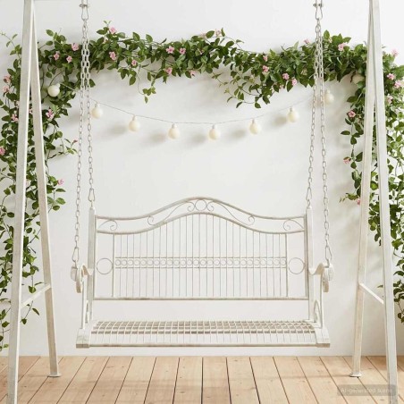 Banc Balançoire Acier 115 x 61 x 63 cm Blanc antique 636088636088
