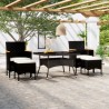 Ensemble à Manger de jardin 9pcs résine tressée et verre trempé 636089636089