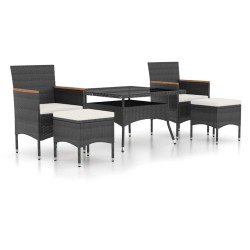 Ensemble à Manger de jardin 9pcs résine tressée et verre trempé 636089636089