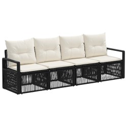 Ensemble de canapé de jardin 4 pcs Noir polyrotin 636093636093