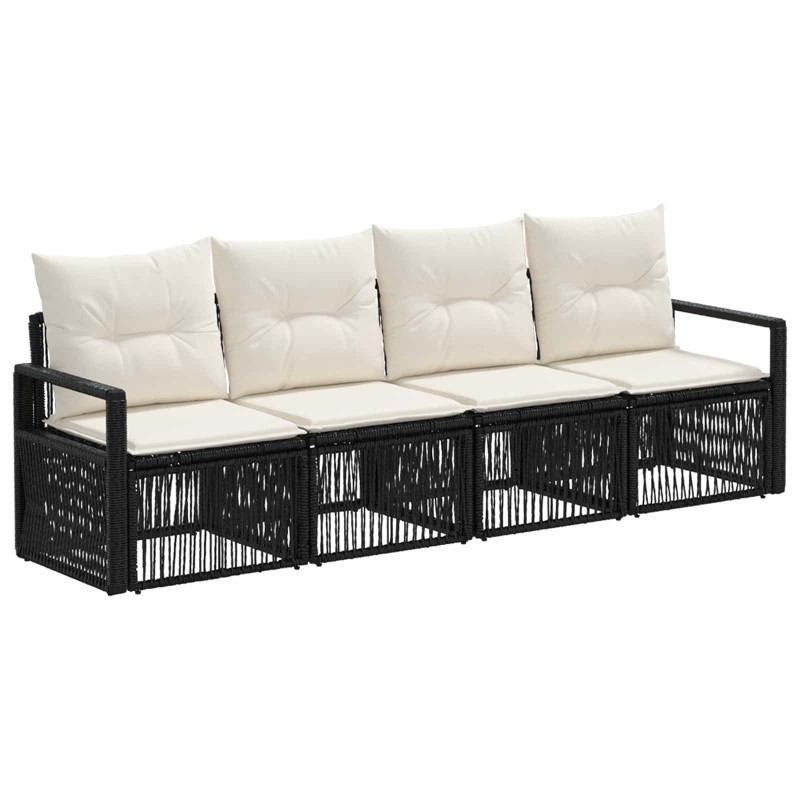Ensemble de canapé de jardin 4 pcs Noir polyrotin 636093636093